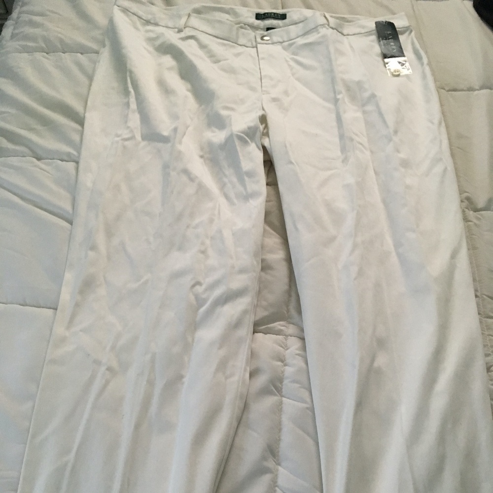 Lauren Ralph Lauren - NWT Sz 22W White Pants - Side Pockets -Zipper-Silver Snap